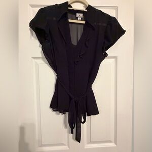 Worthington Black Ruffle Tie-Front or back Blouse